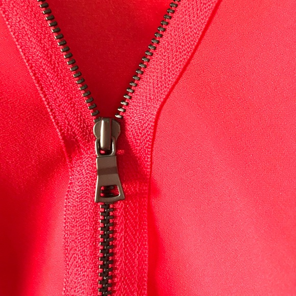 Tahari Bright Coral Zip-Front Dress - Picture 2 of 3